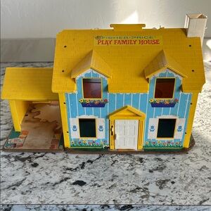 Vintage Fisher-Price Yellow and Blue Play Family House